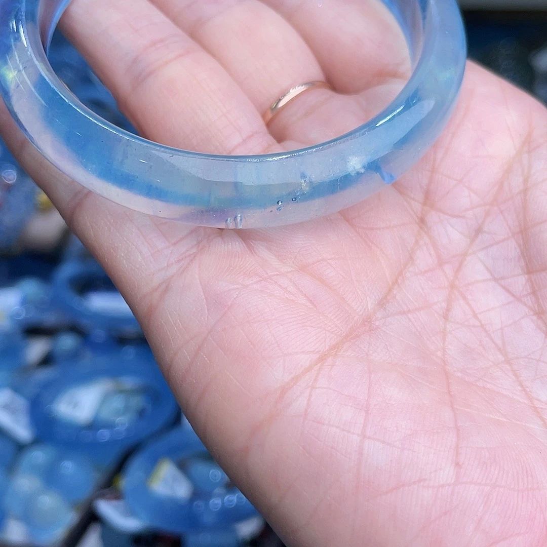 星***晴非金属海蓝手镯冰透款