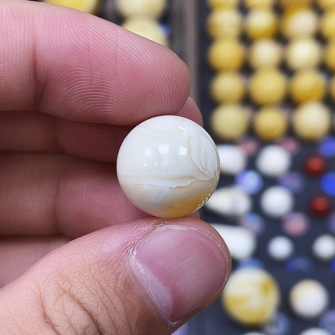 未镶嵌蜜蜡珠宝奇石15.4mm金瓷白蜡｜圆珠·段掌柜