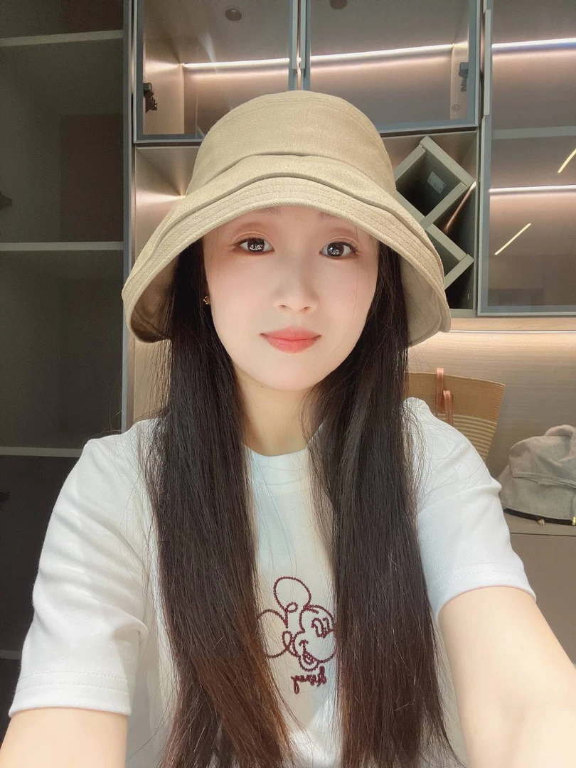 韩系蝴蝶结绑带渔夫帽夏季户外速干透气棉麻防晒帽大帽檐遮阳盆帽