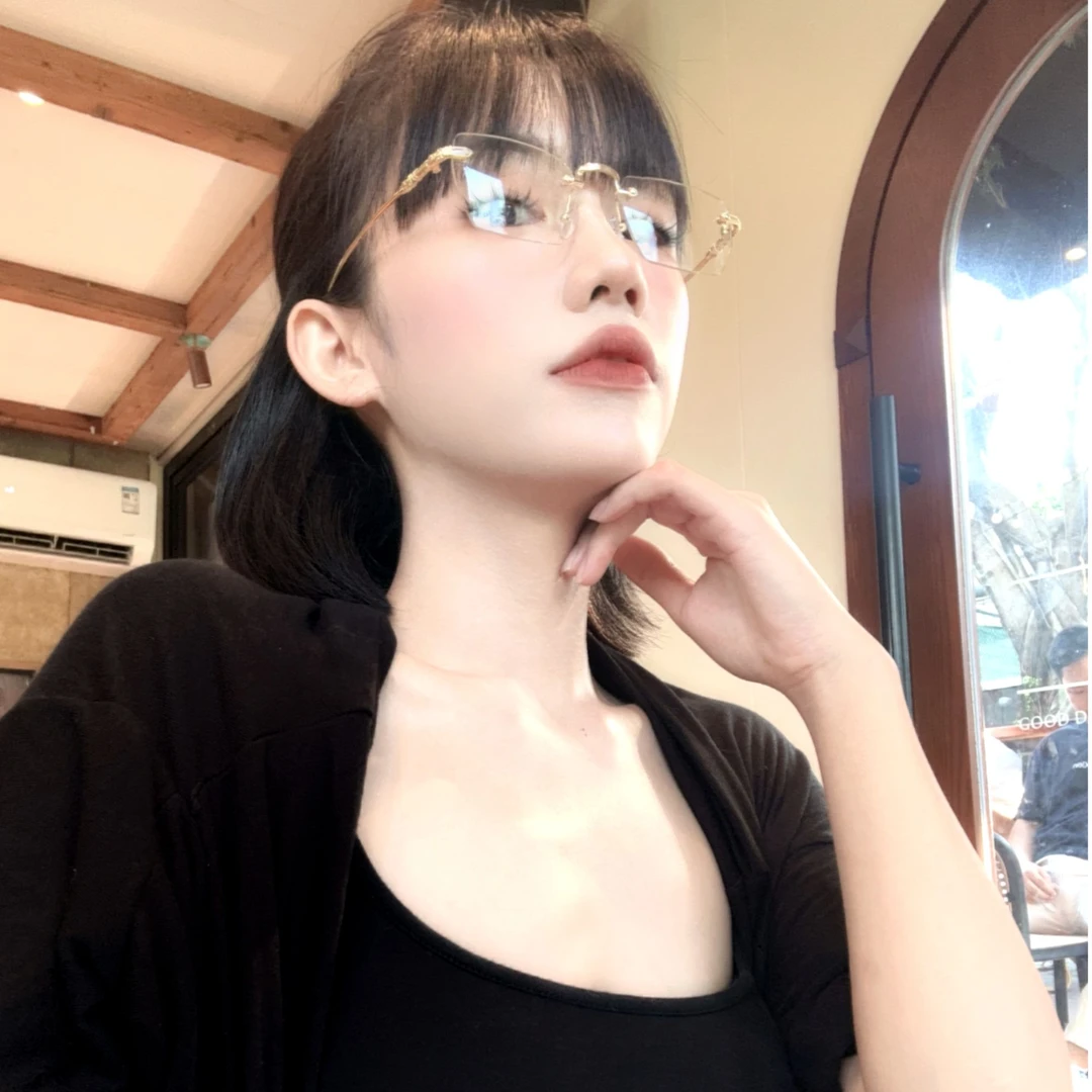 银色高级感纯欲无框眼镜女近视可配度数镜片防蓝光素颜金丝眼睛架
