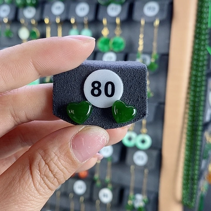 和田玉耳饰18K金镶嵌