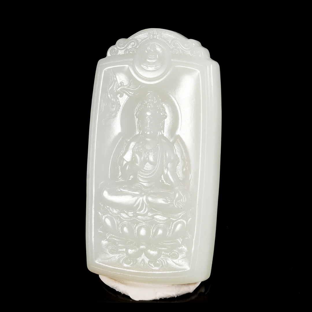 LOT.014羊脂白玉人物牌/X3362