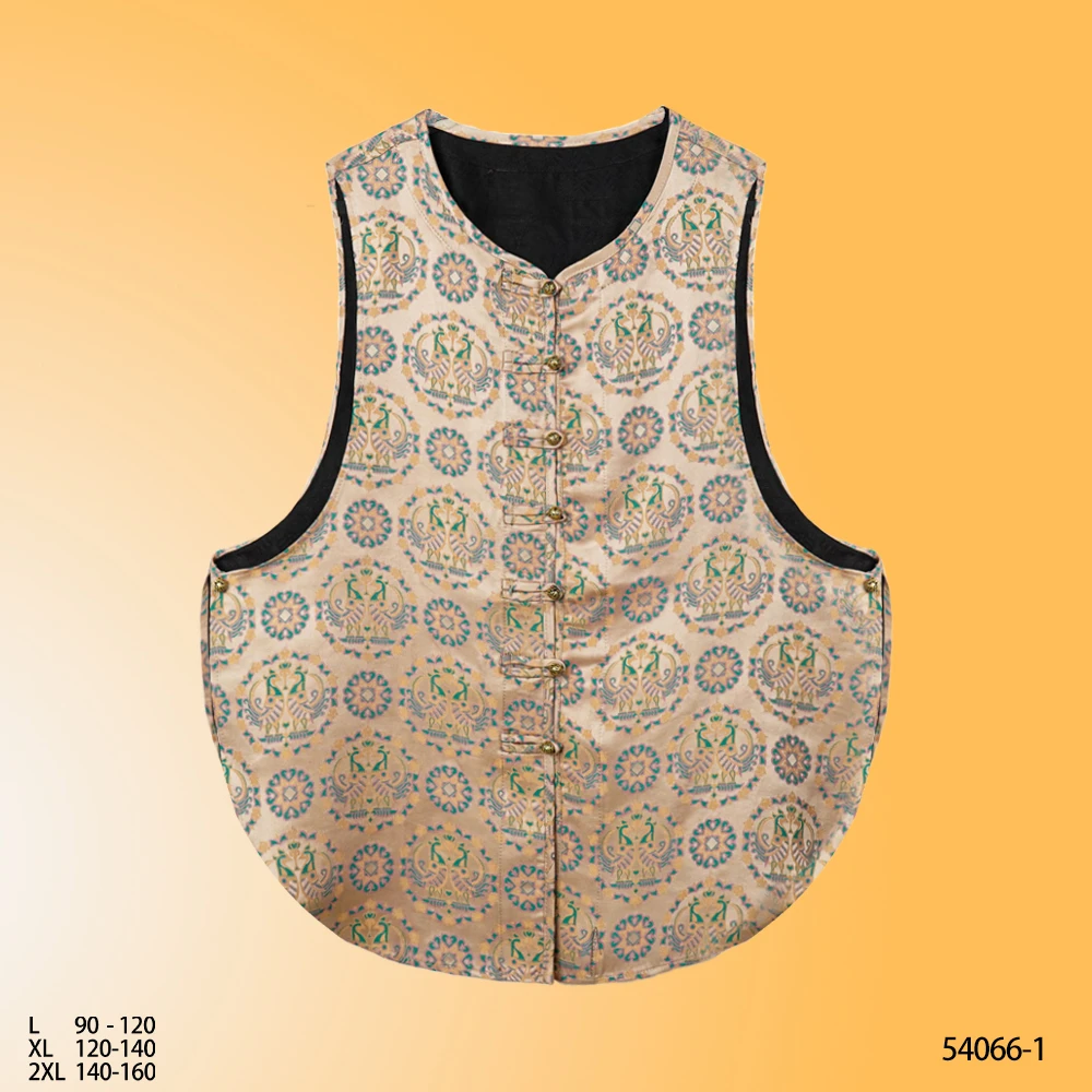 Li 2025初秋新款新中式优雅圆下摆淡金色比翼双飞马夹54066-1