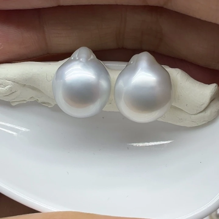 澳白对珠裸珠13+mm银蓝光未镶嵌海水珍珠