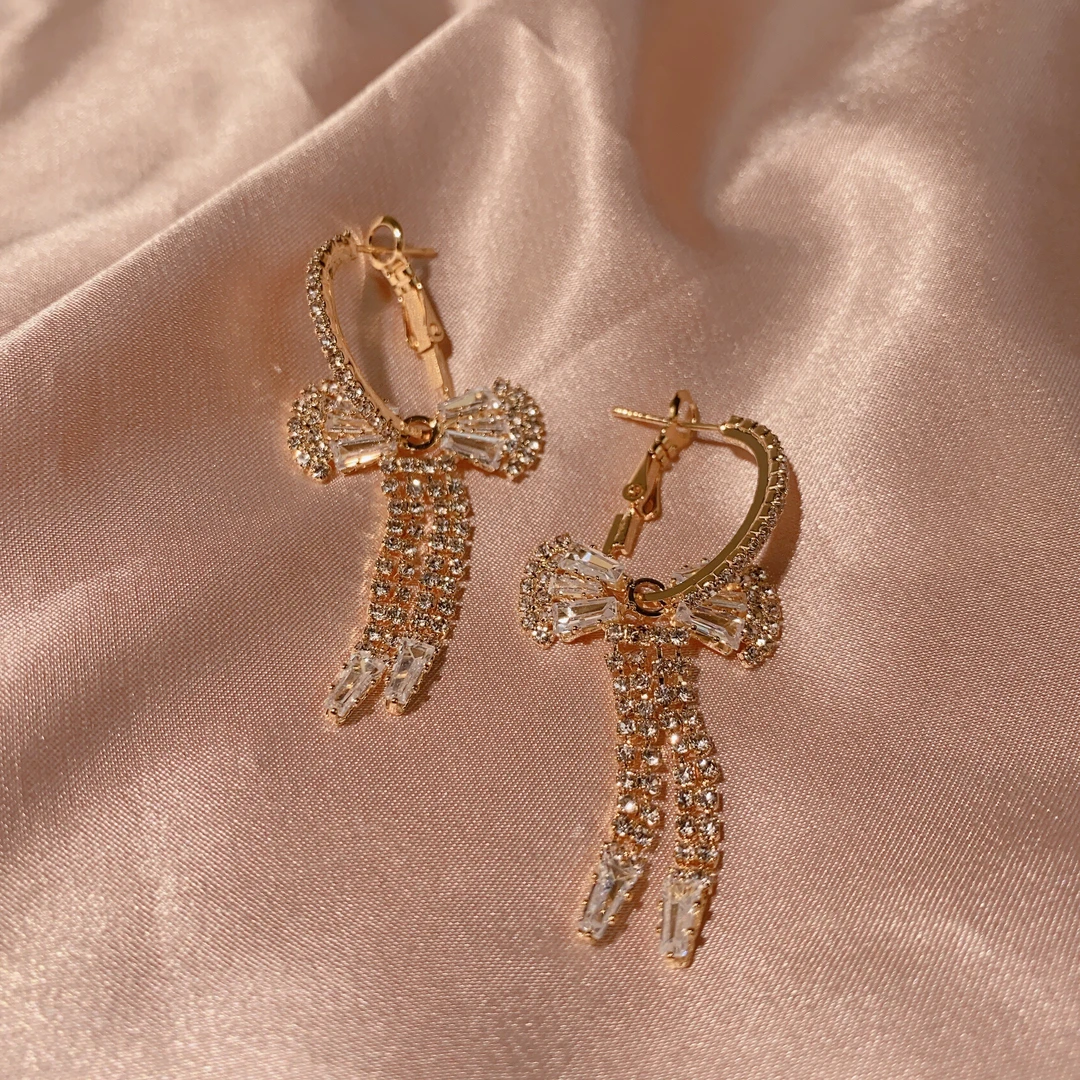 铜合金耳饰 名媛风超仙蝴蝶耳环高级感轻奢长款耳坠夸张耳饰5529