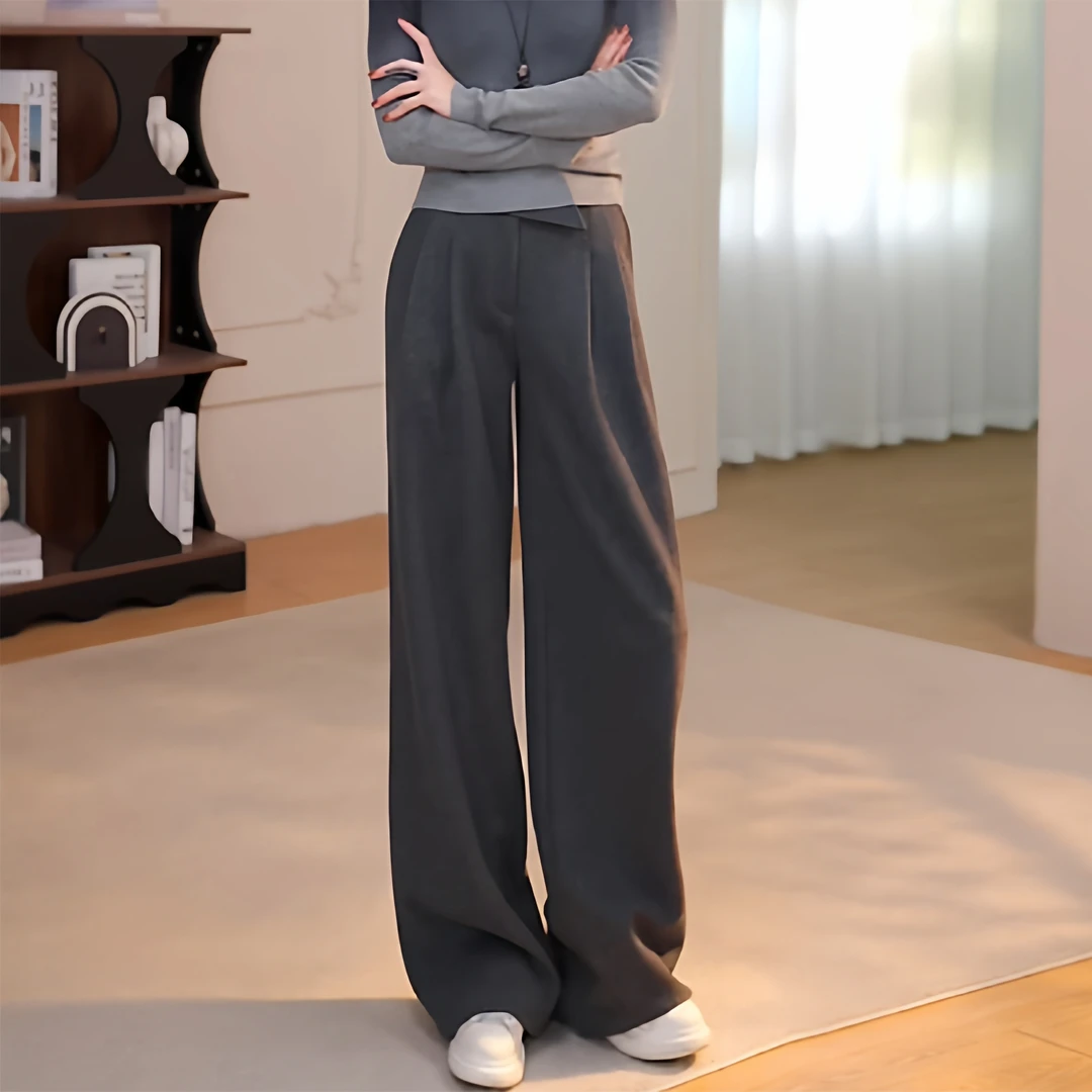 时尚高级感高腰显瘦遮肉窄版阔腿裤女2025秋冬新款百搭直筒西装裤