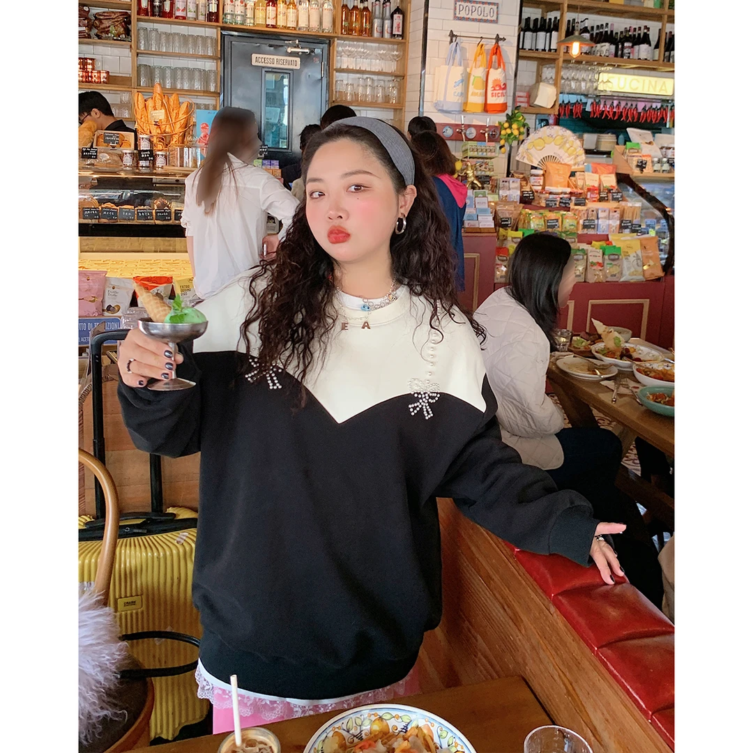 Dazi金大支久等啦！蝴蝶结加绒卫衣0103/0508韩版百搭宽松