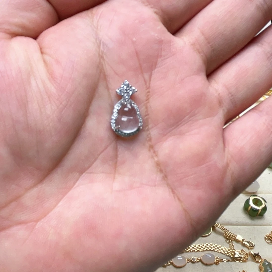 和田玉吊坠银S925镶嵌