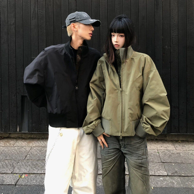 2025新款短宽版型高克重cleanfit休闲情侣立领宽松潮流外套韩版