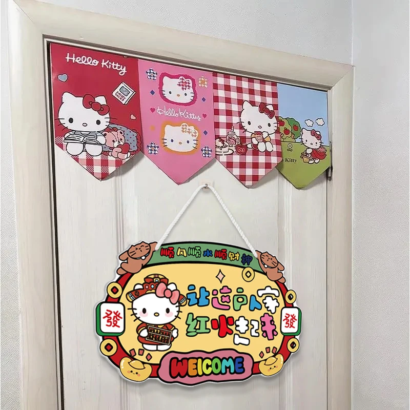 多巴胺主题hellokitty入户门上口进改造装饰用品布置挂件牌迎新年