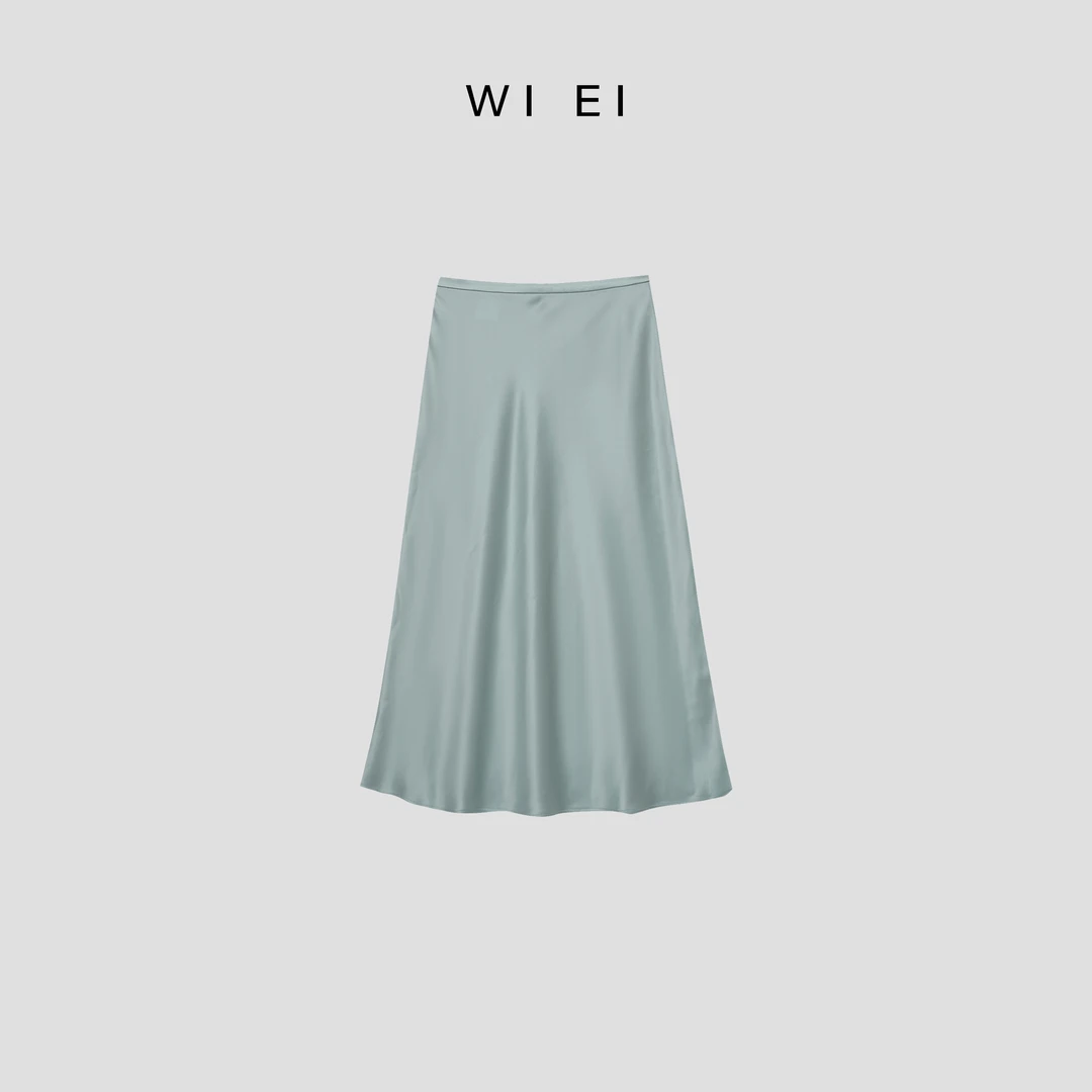 《WE ARE》22360*波光*醋酸   简约高级  斜裁鱼尾 中长款半身裙