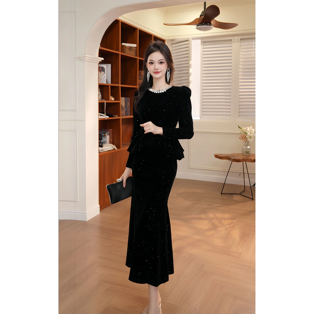 【香香定制】时尚新款修身显瘦收腰气质高级感连衣裙21631