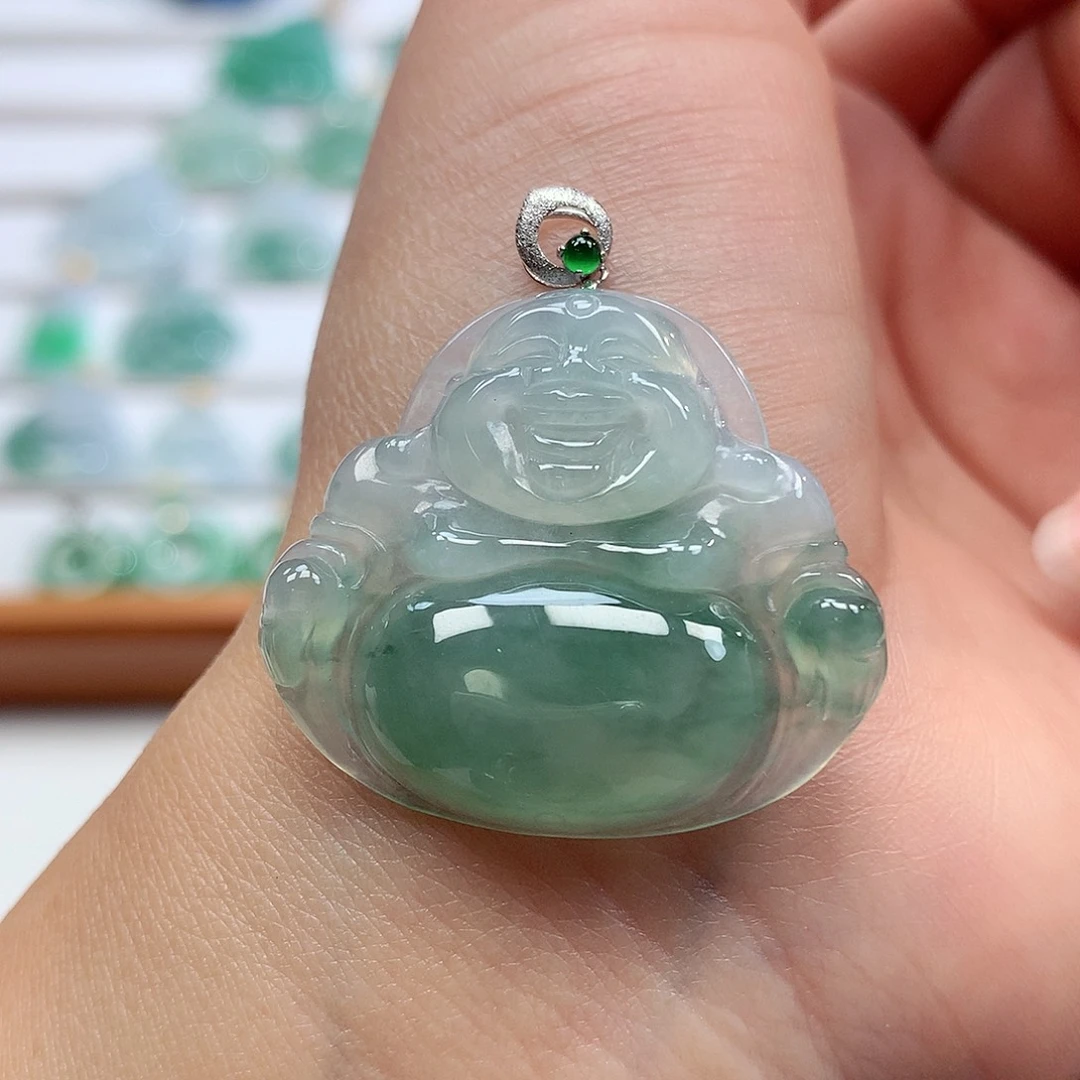 翡翠18K金镶嵌吊坠(赠链)29.2-32.8-5.6