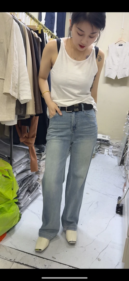9536直筒牛仔裤拖地裤，裤长104左右