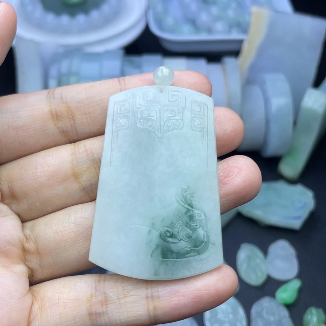 布***制未镶嵌定制翡翠仿古无事牌