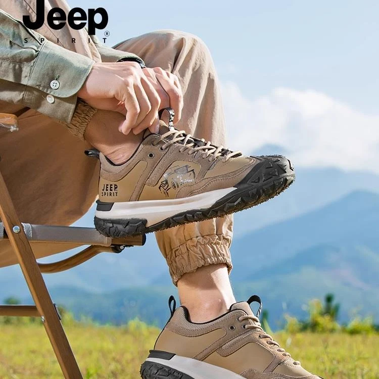 JEEPSPIRIT吉普男鞋2025夏季透气休闲运动鞋子户外徒步防滑登山鞋