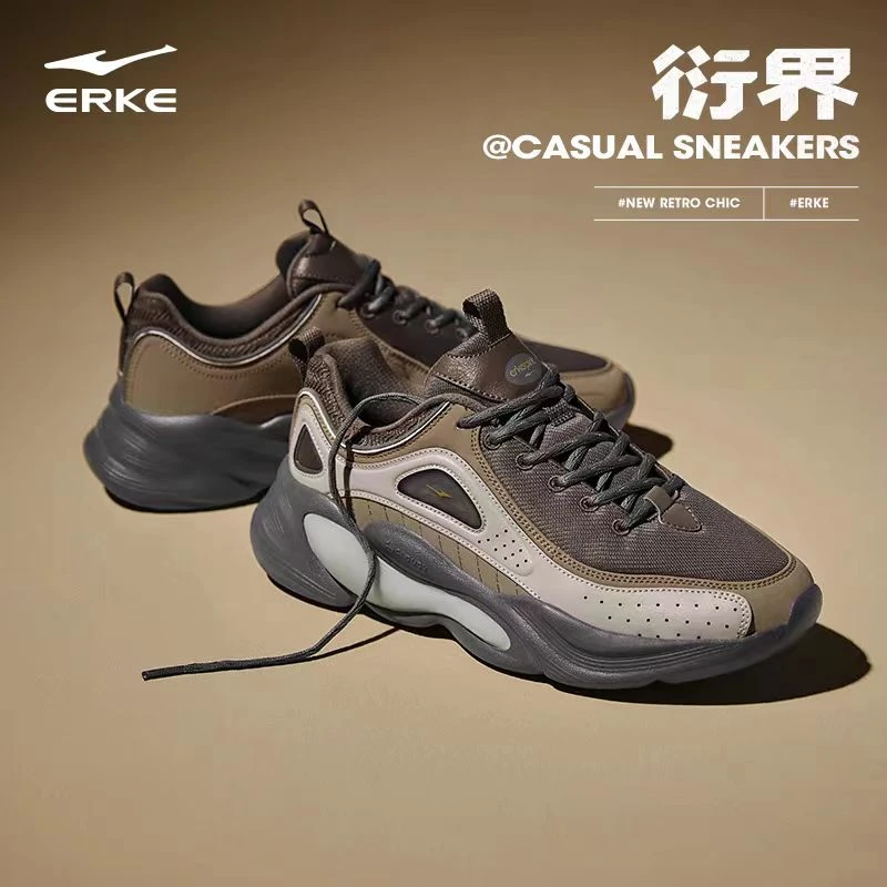 衍界丨鸿星尔克情侣增高休闲鞋复古潮鞋百搭厚底潮鞋运动鞋子