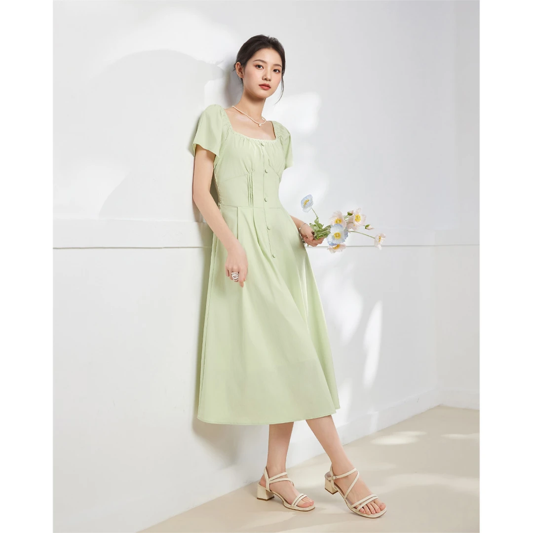 IEF/爱依服连衣裙2025夏季新款韩版优雅气质感通勤显瘦连衣中裙