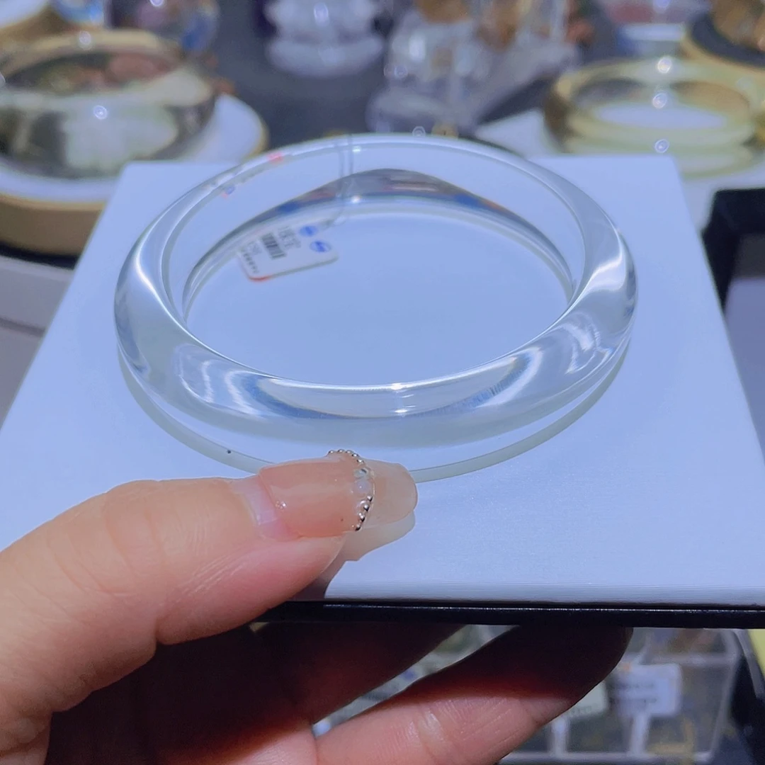 水晶手镯未镶嵌美**生天然白水晶高冰高透57圈