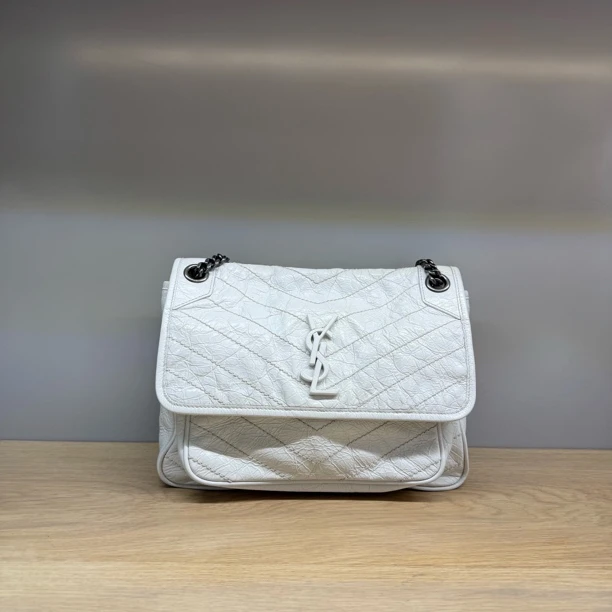 95新 YSL/圣罗兰 白色中号niki单肩包