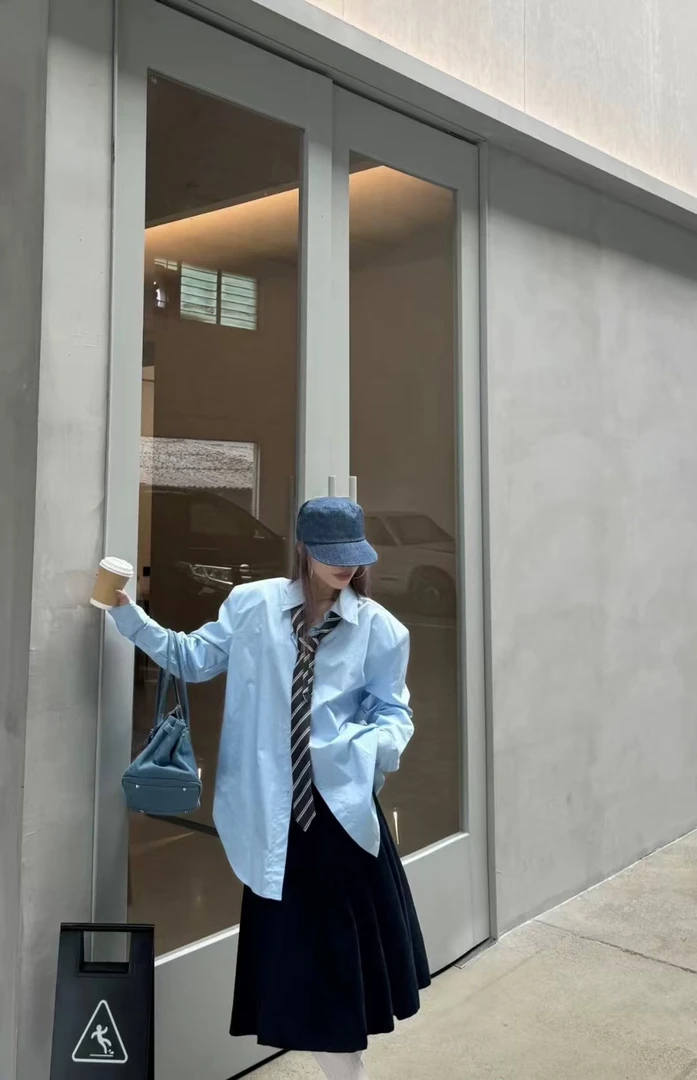 300-400编号oversized 风格炸街搭上衣宽松休闲垫肩大版衬衣