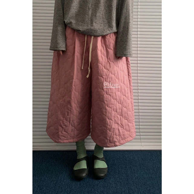 Da~韩代粉色夹棉休闲裤50382