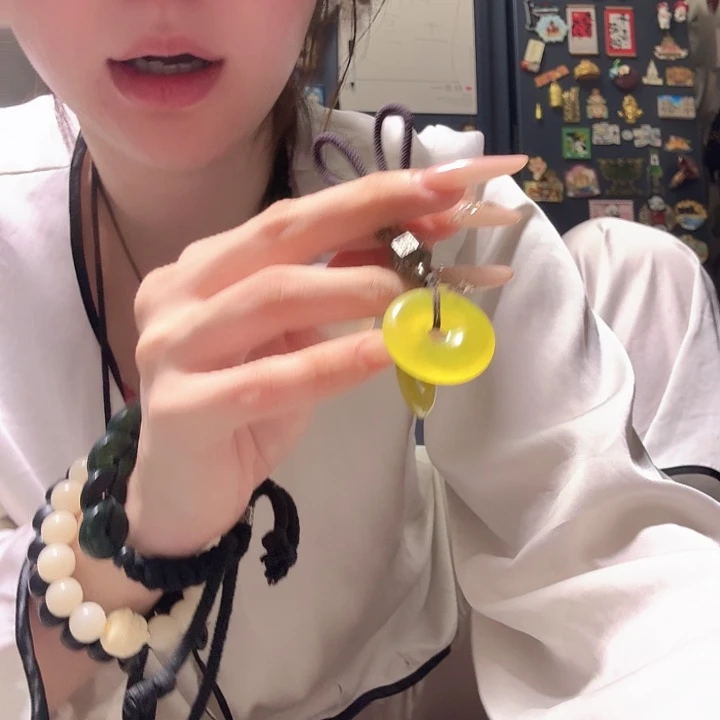 未镶嵌岫玉黄金 玉 平安扣钥匙链