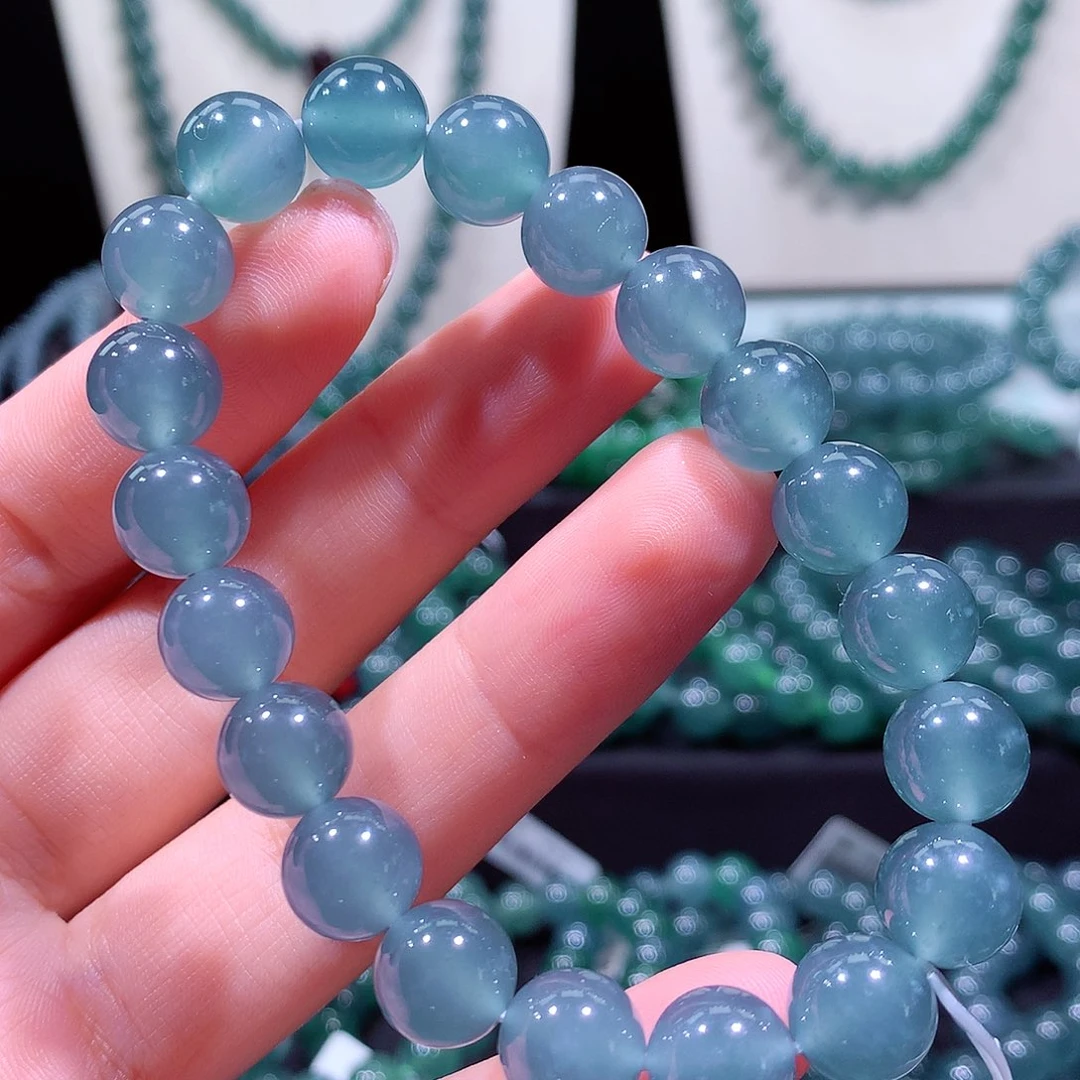 翡翠未镶嵌手链天然a货翡翠手串9.8