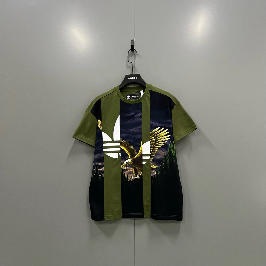 未使用 maje C09 Adidas 阿迪达斯老鹰图案印花短袖 42码