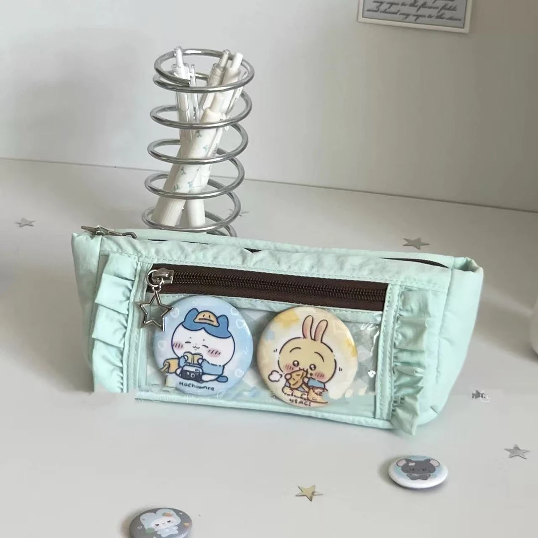 新款薄荷黑巧笔袋ins高颜值大容量小众带痛层学生收纳文具袋女生