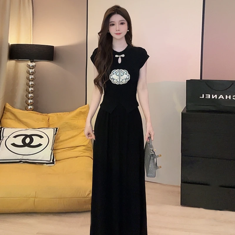 【密】【两件套】2025新款中式气质修身套装时尚收腰显瘦长款裙子6741