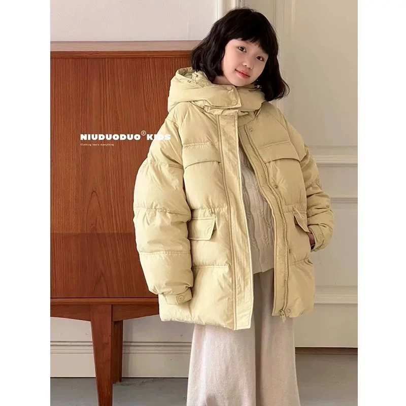 实体店童装2024冬新品羽绒服白鸭绒男女中大童收腰连帽外套54224