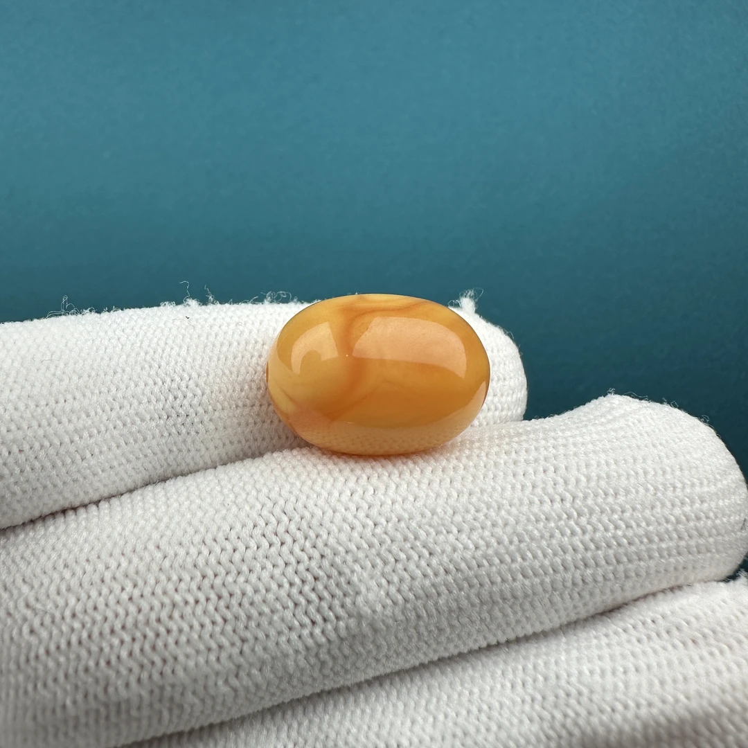 J4815 天然原矿俄料蜜蜡鸡油红枣珠13.5*18.7 mm支持鉴定假一罚十