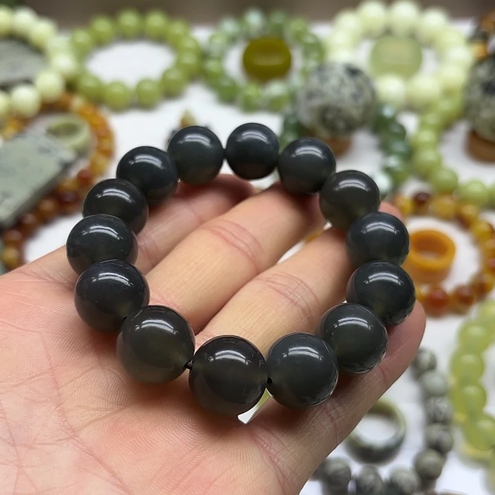 岫玉未镶嵌岫玉手串15+思**厚