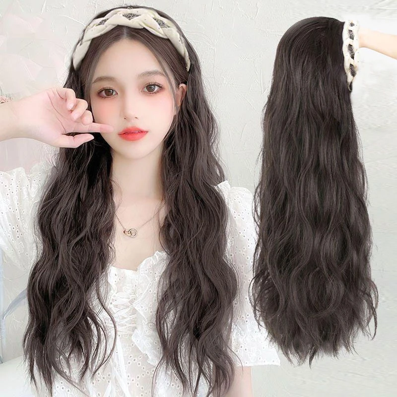 米白色满天星发箍假发 可拆卸发箍假发半头套 韩版发箍仿真假发