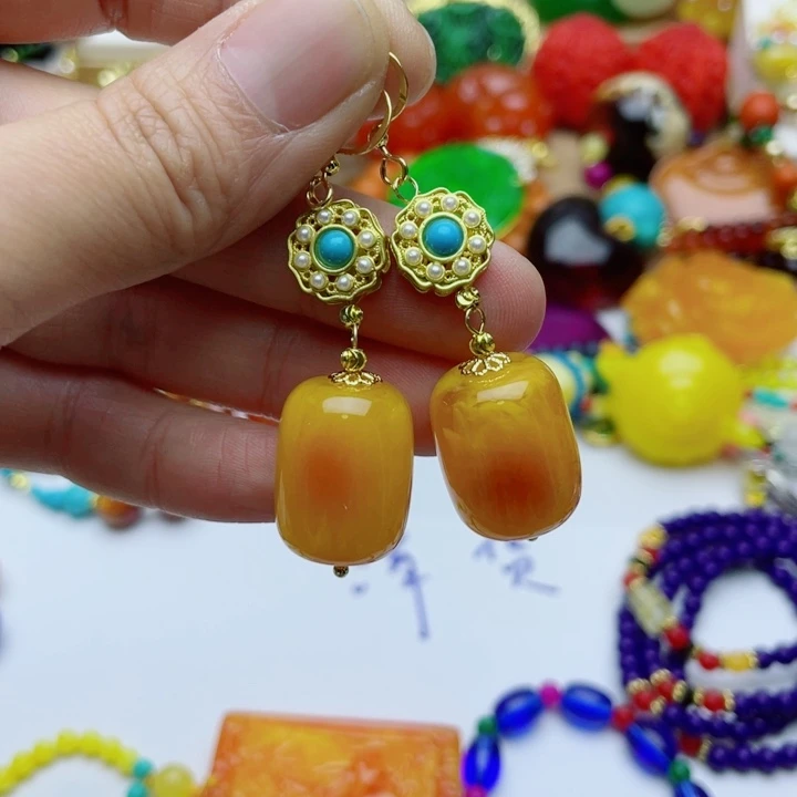 树脂制品89号桶珠耳坠