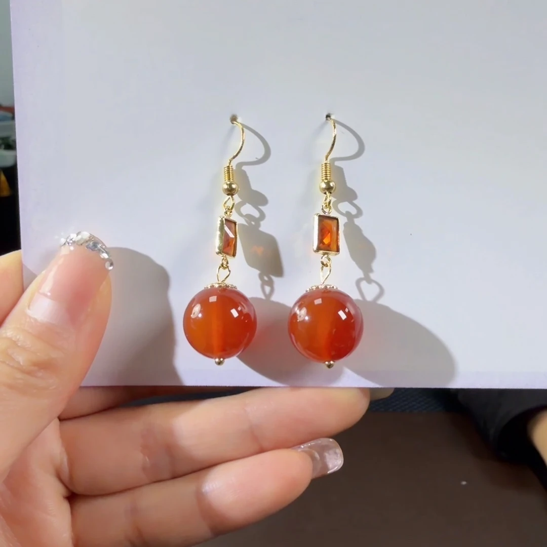 玛瑙/玉髓合金耳饰