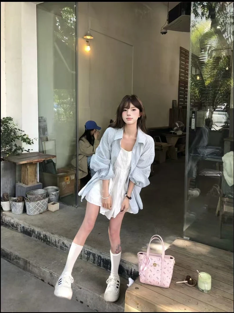 通勤甜美INS风时尚套装小众时尚百搭薄款上衣宽松夏季开衫