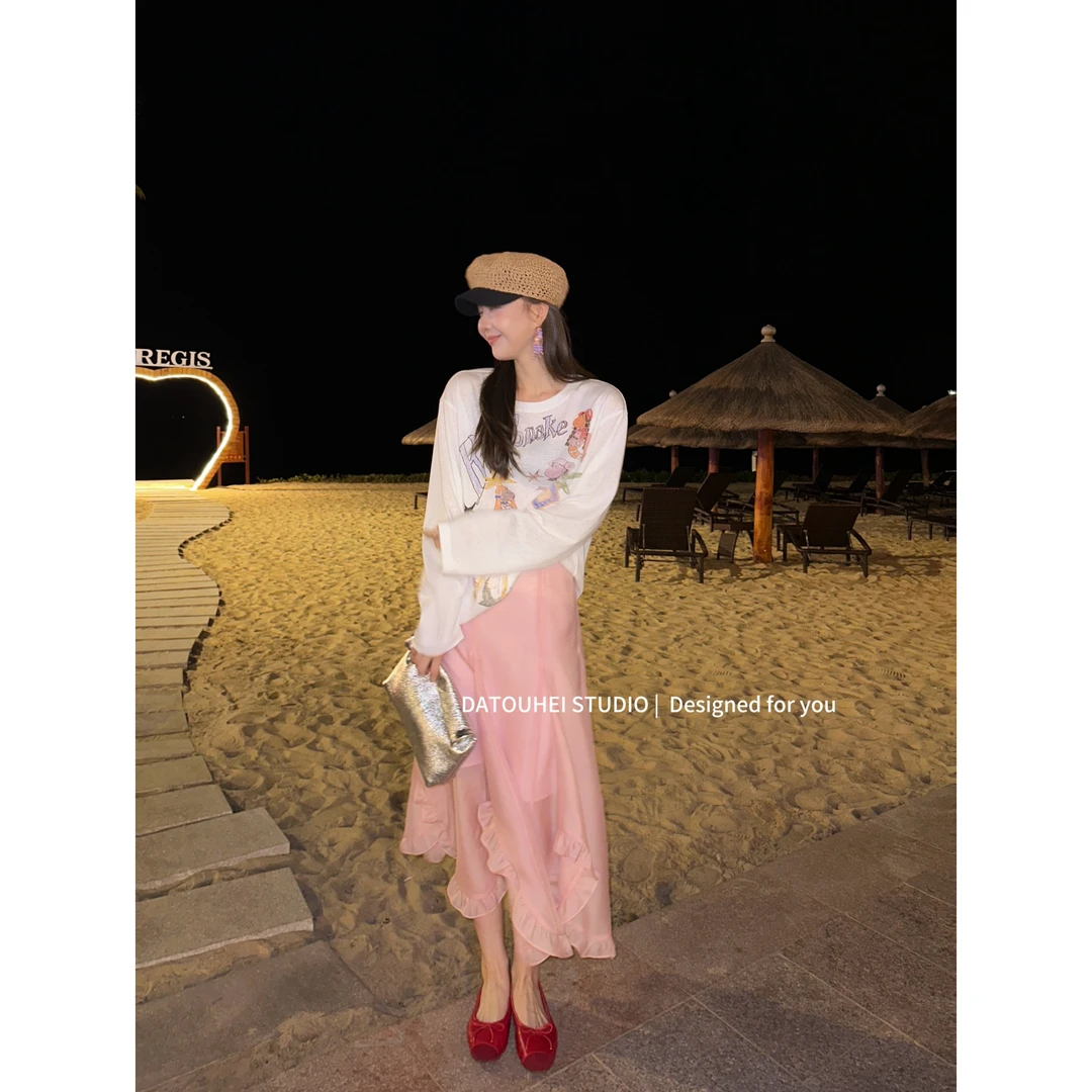 大头黑STUDIO【邂逅温柔】2025女春不规则大摆半身裙D225G00457