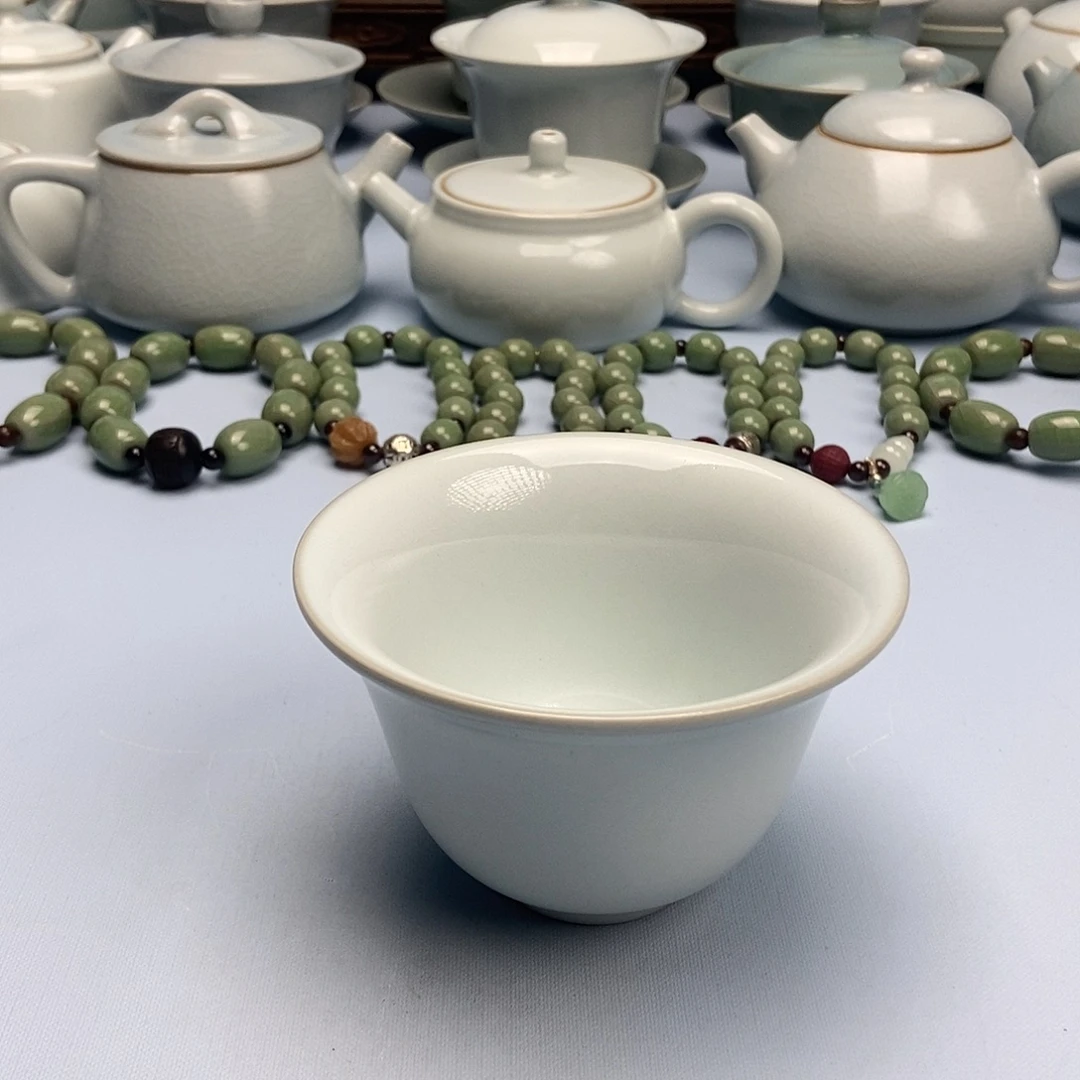 杯孤品月白釉压手杯原矿原釉原产地