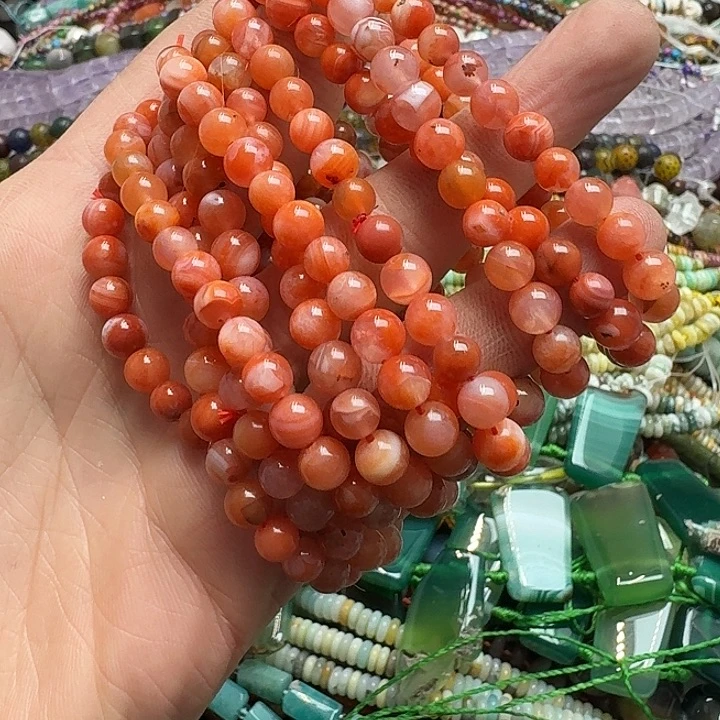 玛瑙/玉髓未镶嵌珠宝半成品一条6mm南红手串