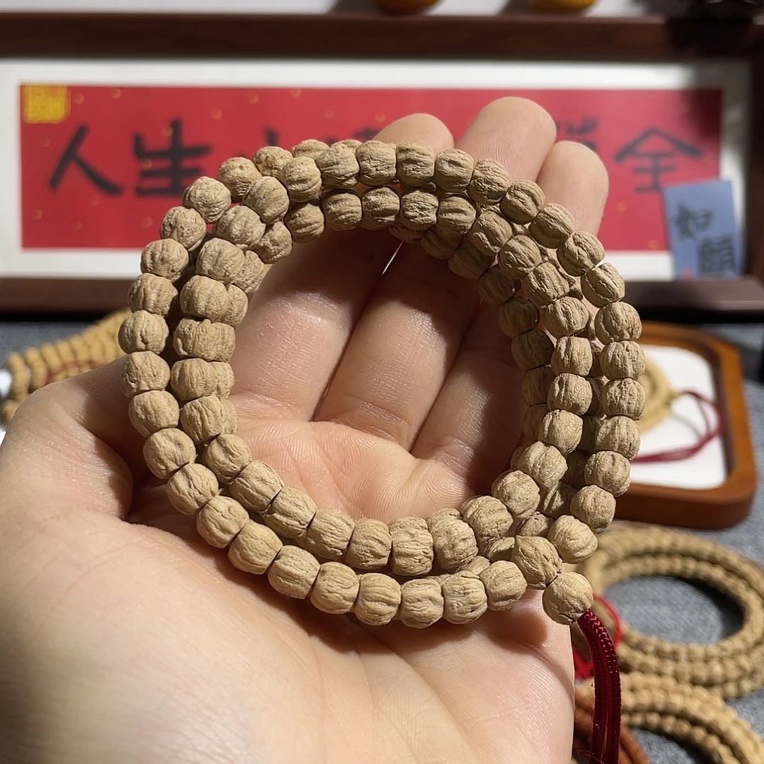 柏香籽/百香籽吊坠粉麻皮顺纹方块7+