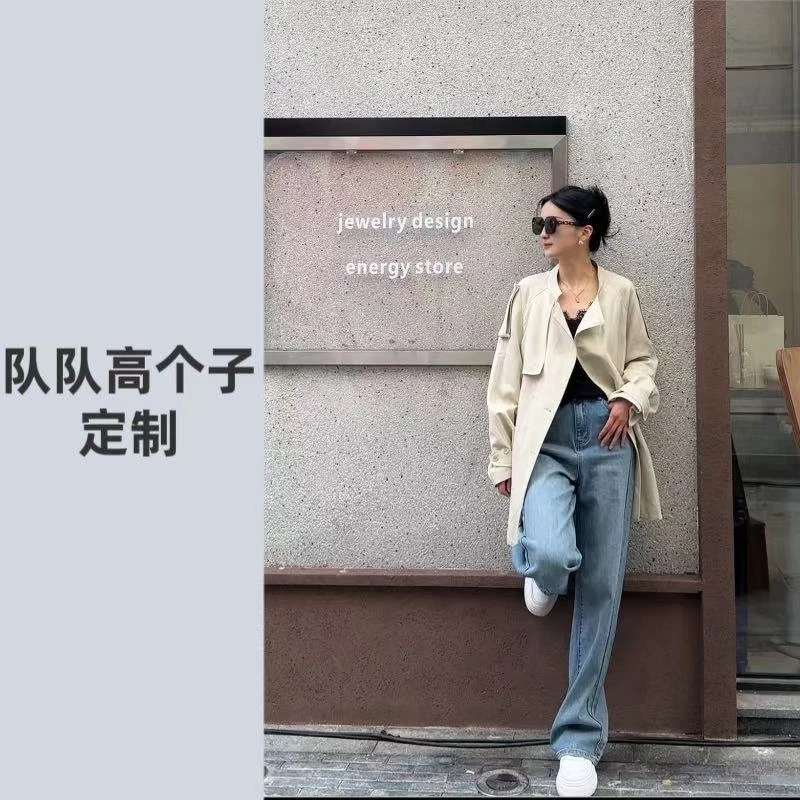【队队定制】~【韩味速成】系带修身短款风衣宽松休闲显瘦外套