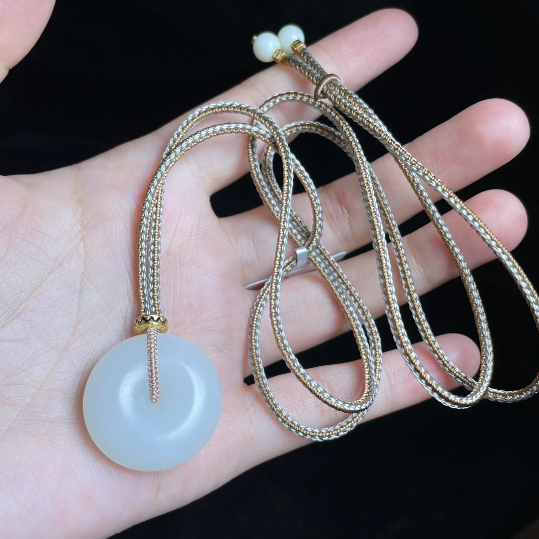 【玉总珠宝】925银和田玉白玉平安扣 多样性发一CAN3550133