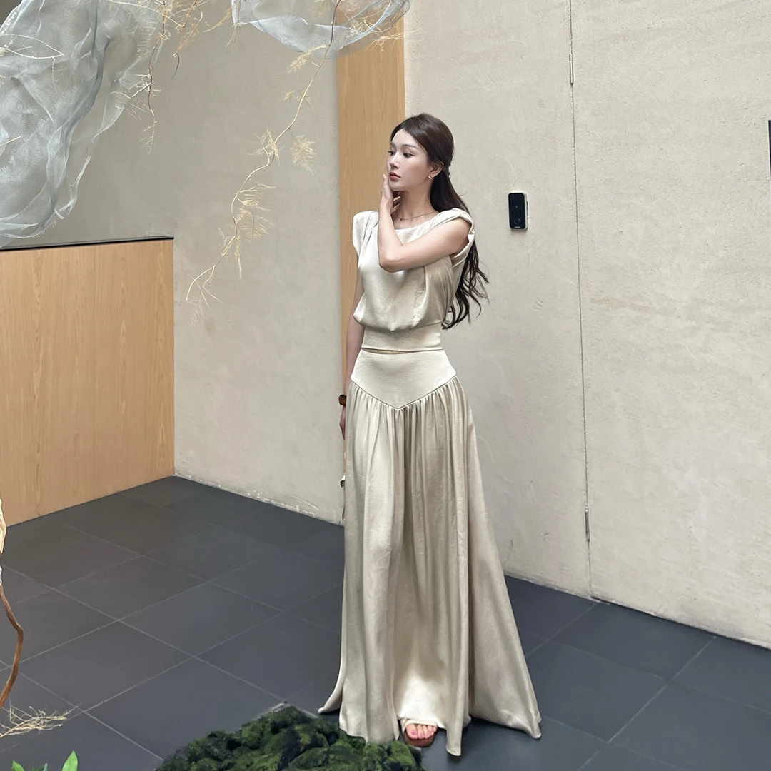 小可WIWI茶歇风贵气千金感套装2025新款夏气质名媛显瘦两件套女装