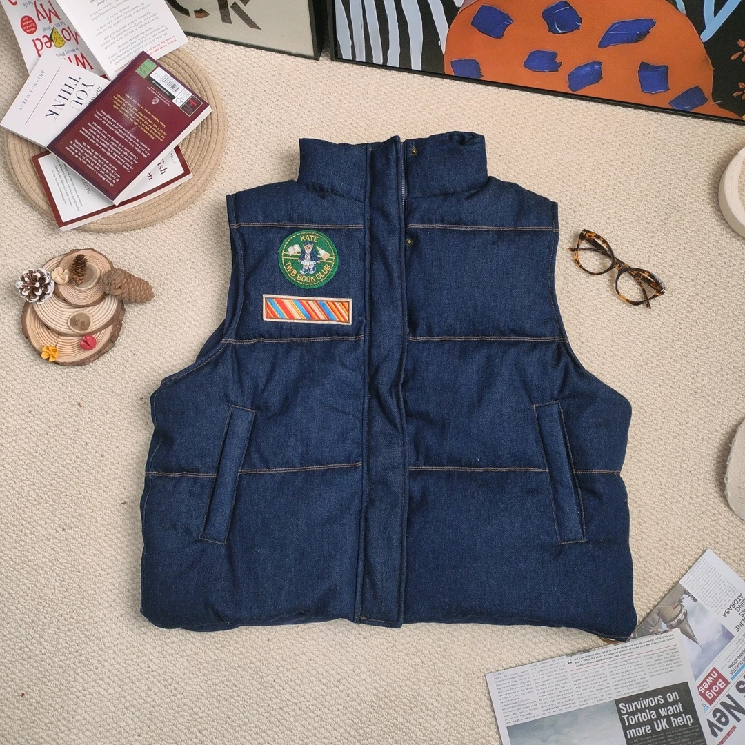 2024年秋季休闲百搭宽松牛仔马甲厚外套7905