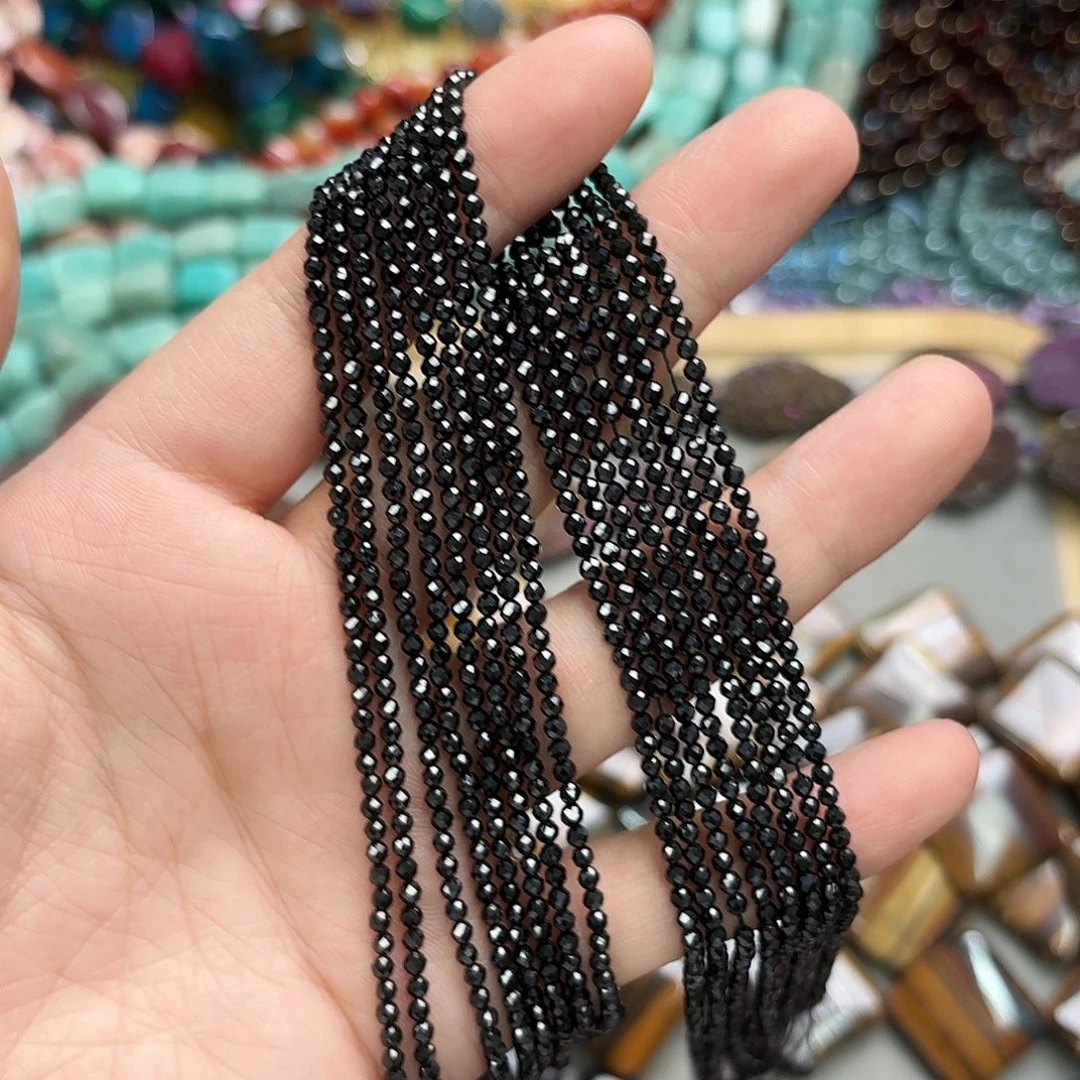 玛瑙/玉髓未镶嵌珠宝半成品卡2黑尖晶切2条