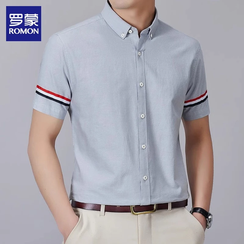 【100%纯棉】罗蒙高端男士商务短袖衬衫夏薄款透气休闲半袖衬衣男款
