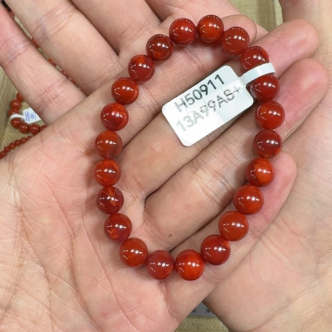 S****南红玛瑙未镶嵌手链原矿南红手串8mm➕高品质瓦西车厘子