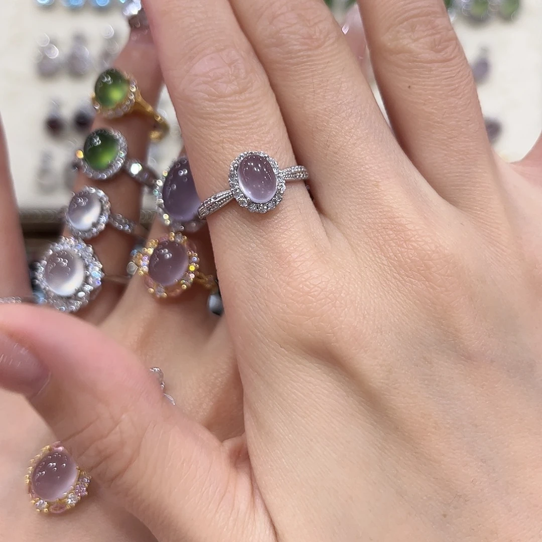 火***椒萤石戒指银S925镶嵌